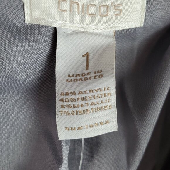 Chico’s NWT Metallic Tweed Blazer Jacket Silver Gray Size 1 Medium Career - Picture 12 of 12